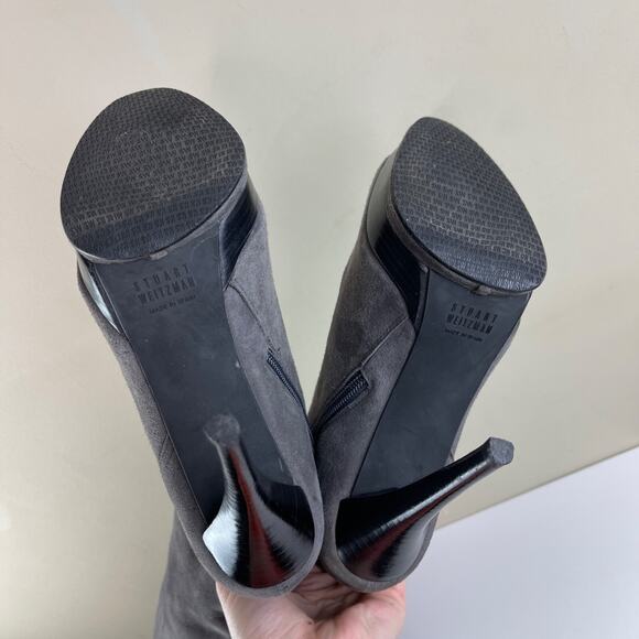 Stuart Weitzman Stretch Over the Knee Suede Stiletto Heel Boots Gray 6 RARE - Picture 9 of 12